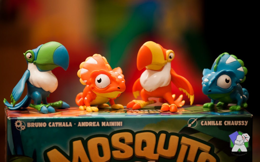 Les 4 figurines de Toucan et de Caméléon de Mosquito Show