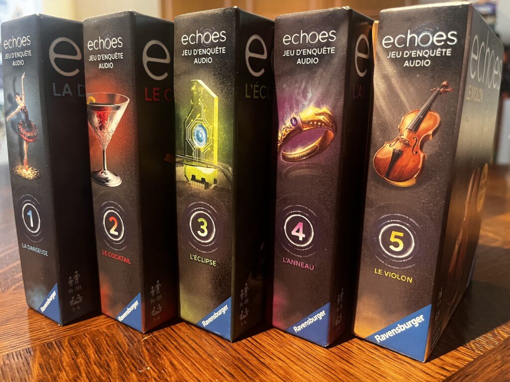 Les cinq premières boîtes de la série de jeux Echoes