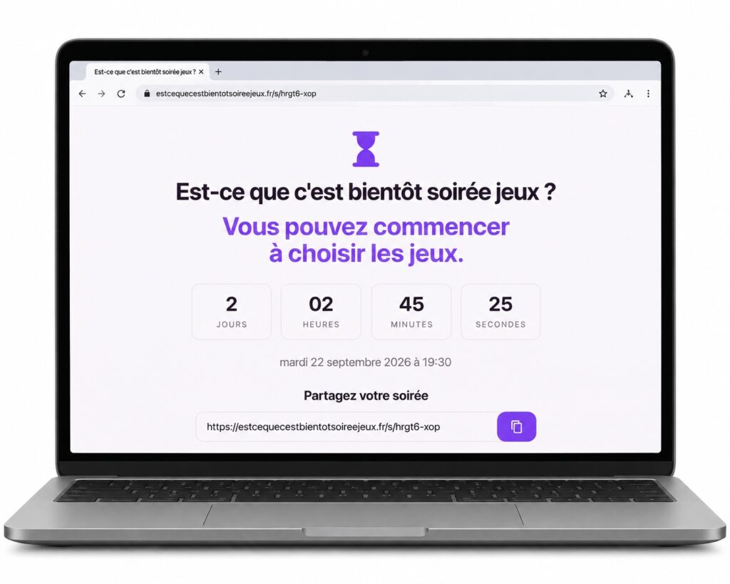 Le compte à rebours a commencé ! Les messages eux, vont varier au fur et à mesure que votre soirée approche.